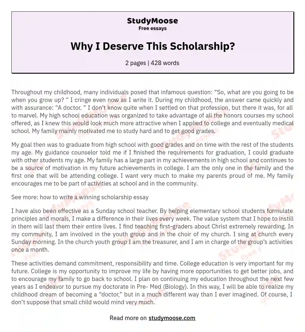 Why I Deserve This Scholarship? essay