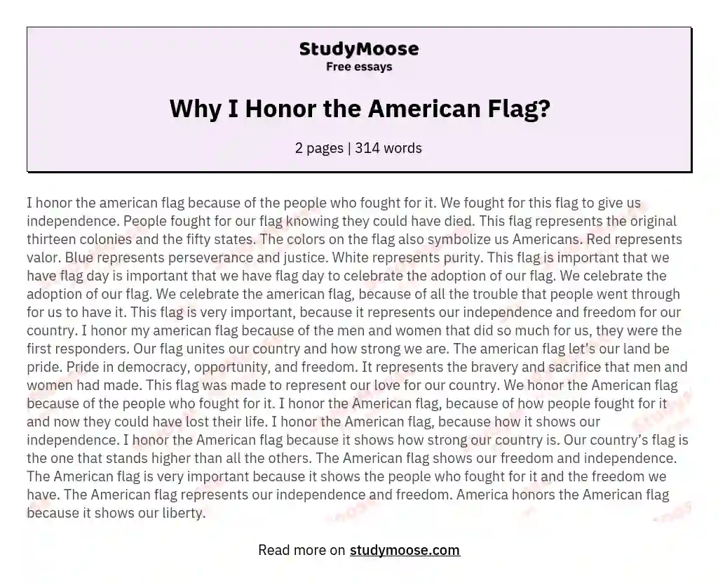 Why I Honor the American Flag? essay