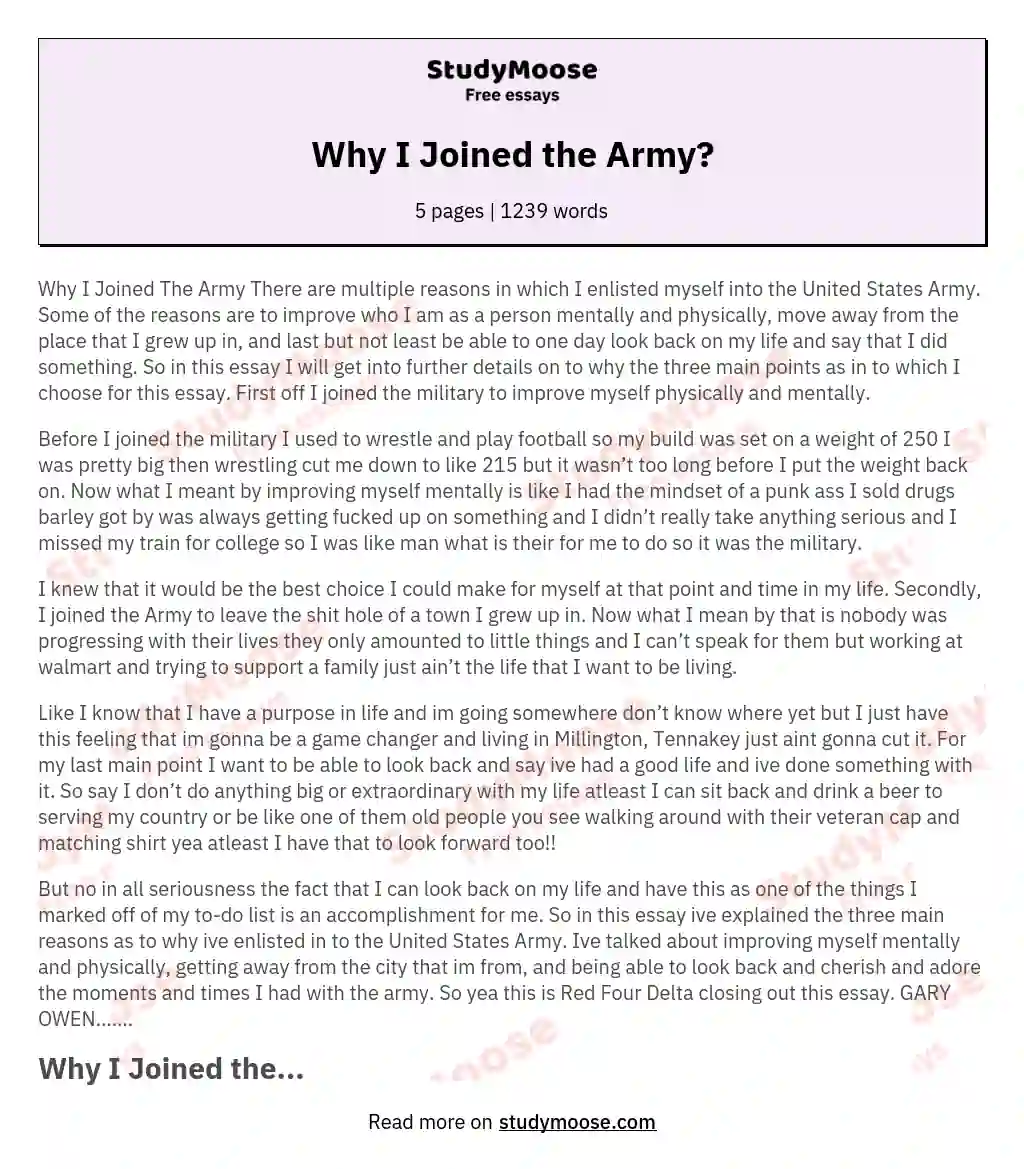 Why I Joined the Army?