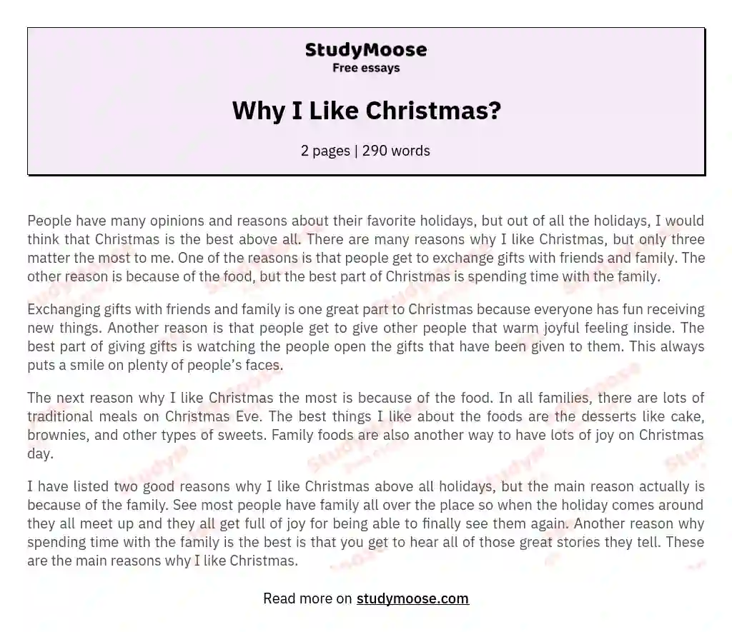 Why I Like Christmas? essay