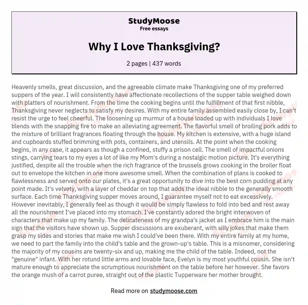 Why I Love Thanksgiving? essay