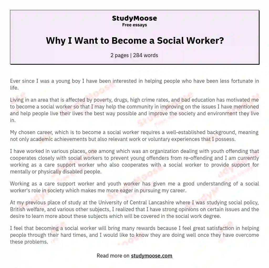 Why I Want to Become a Social Worker? essay