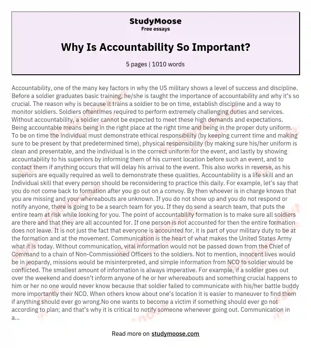 Why Is Accountability So Important? essay