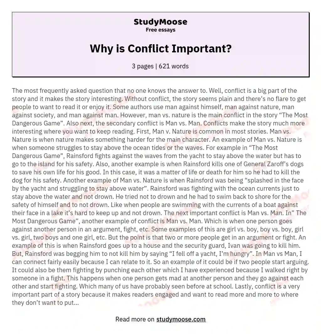Why is Conflict Important? essay