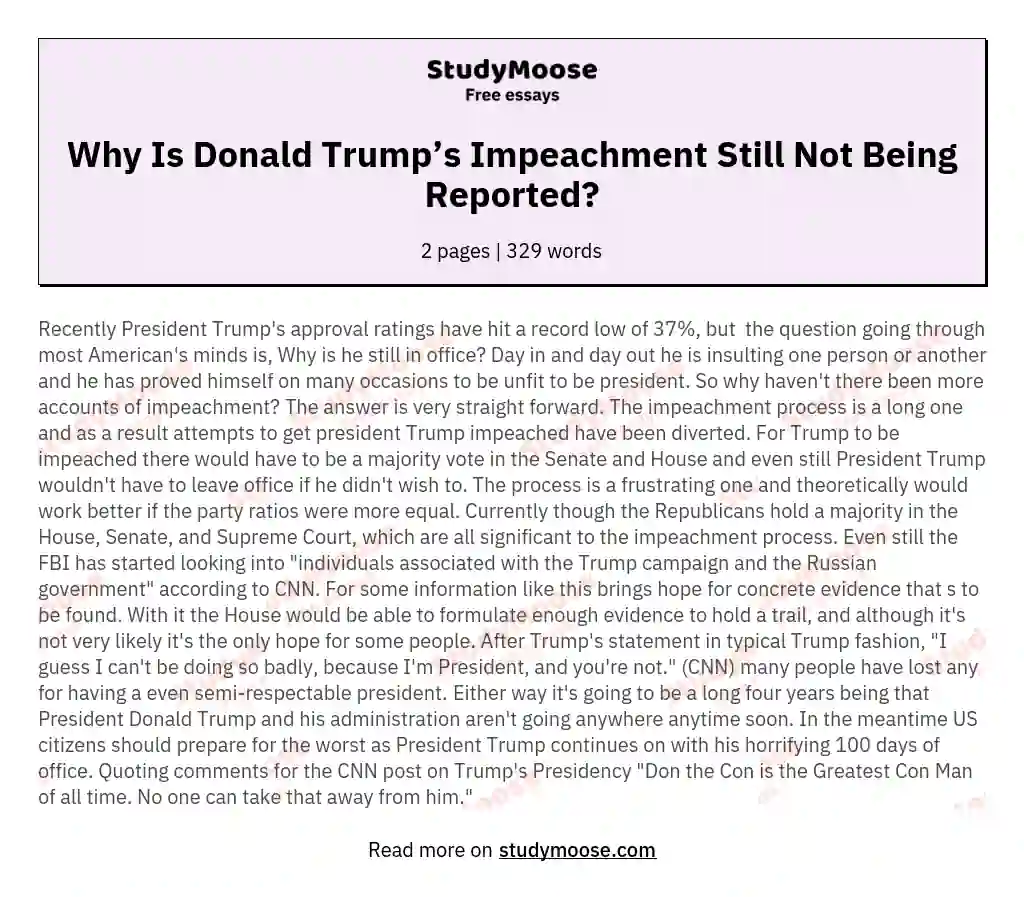 Why Is Donald Trump’s Impeachment Still Not Being Reported? essay