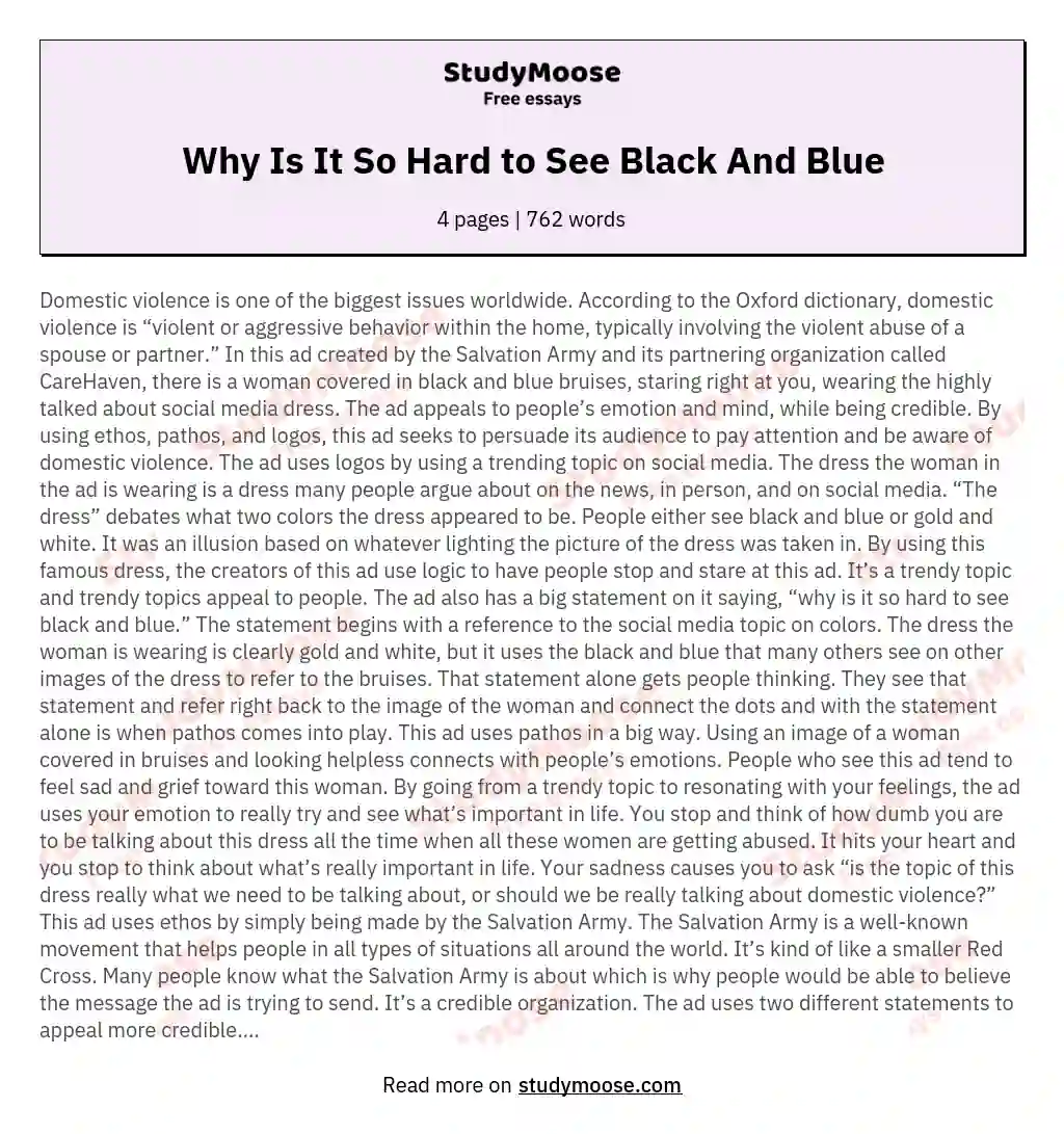Why Is It So Hard to See Black And Blue essay