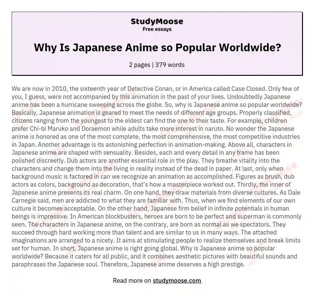 Why Is Japanese Anime so Popular Worldwide?