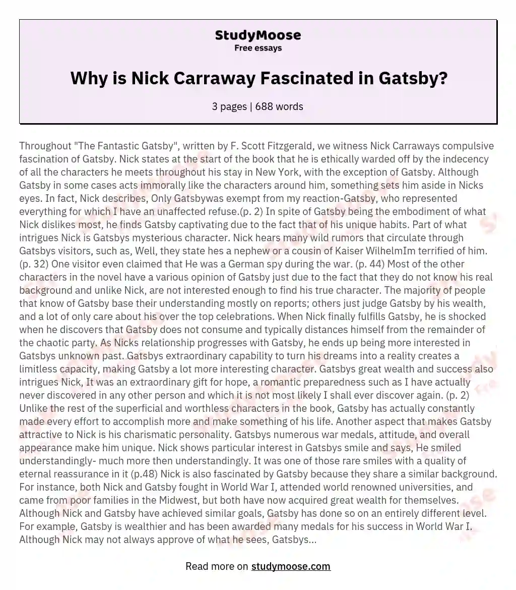 Why is Nick Carraway Fascinated in Gatsby?