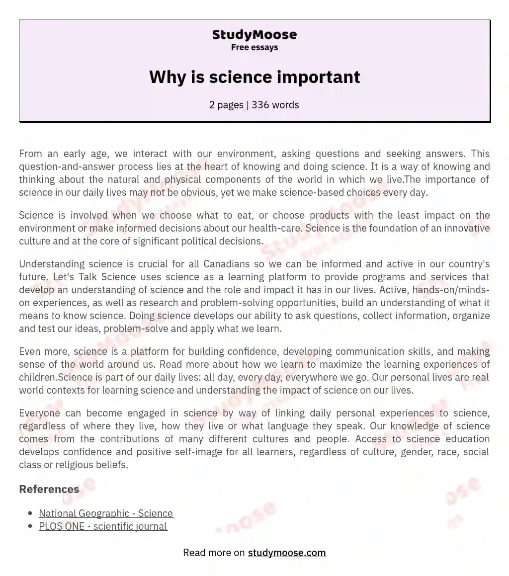 Why is science important essay