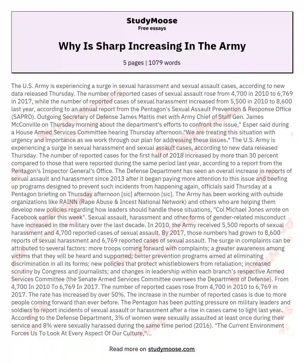 Why Is Sharp Increasing In The Army essay