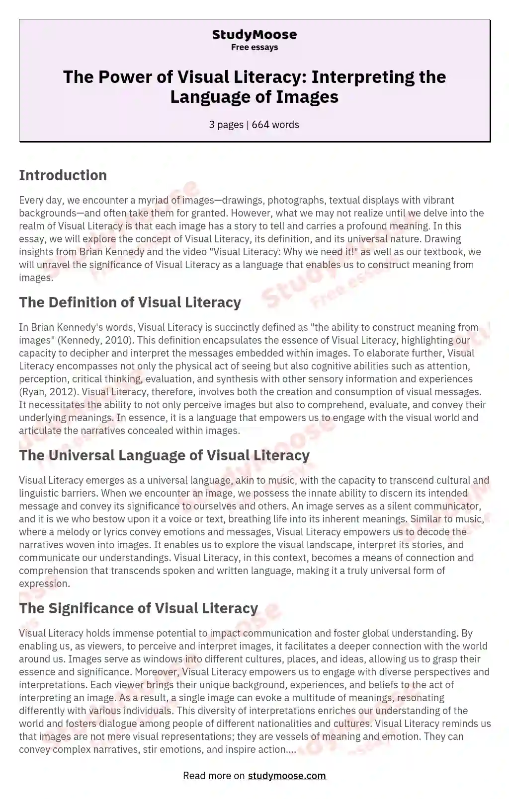 The Power of Visual Literacy: Interpreting the Language of Images essay