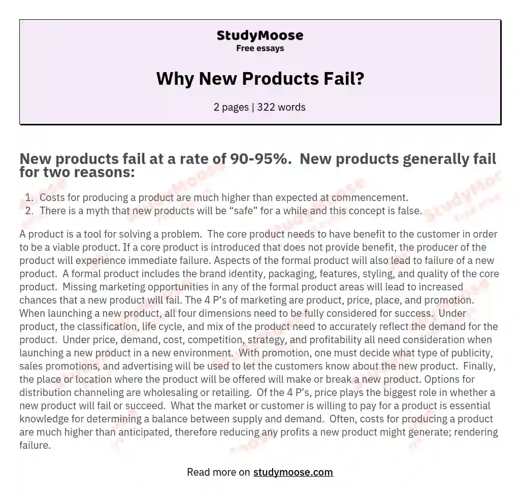 Why New Products Fail? essay