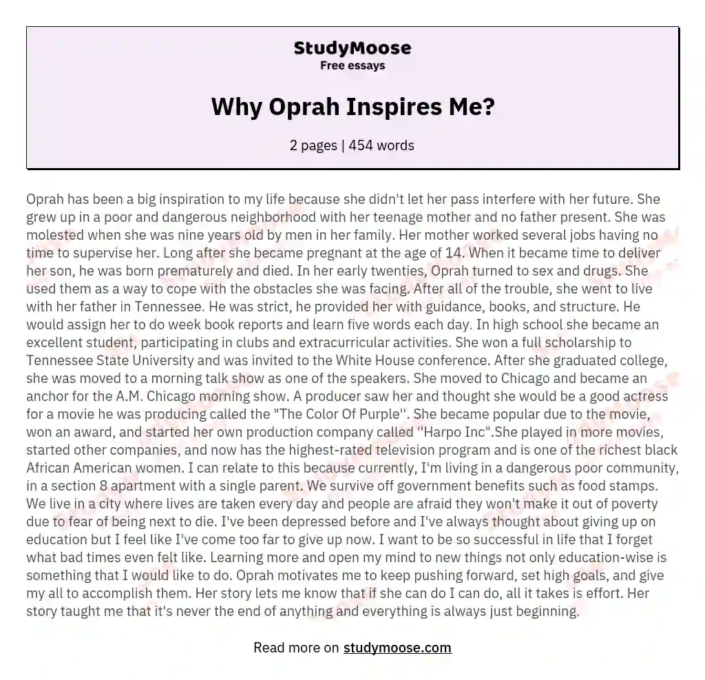 Why Oprah Inspires Me? essay