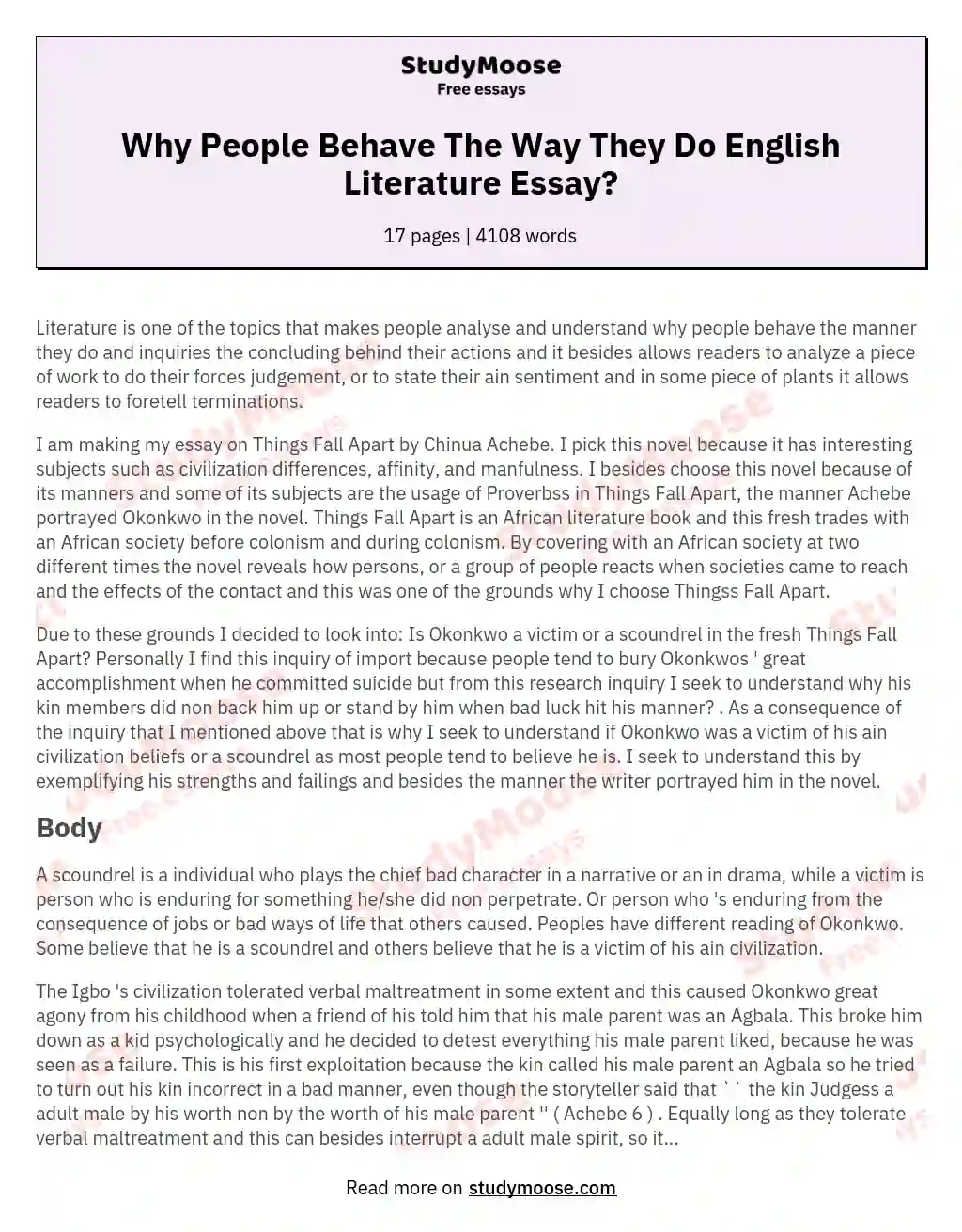 Why People Behave The Way They Do English Literature Essay?