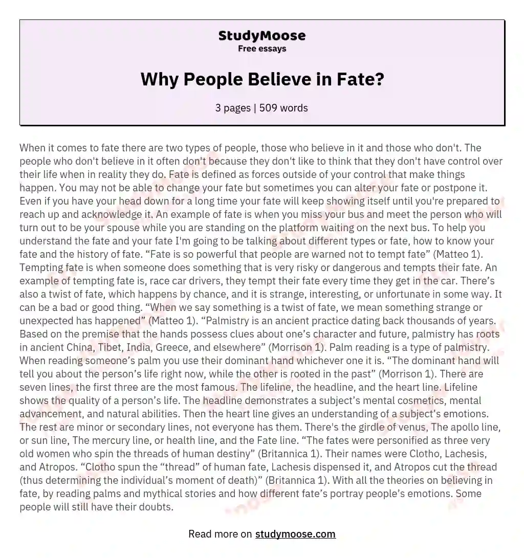 Why People Believe in Fate?