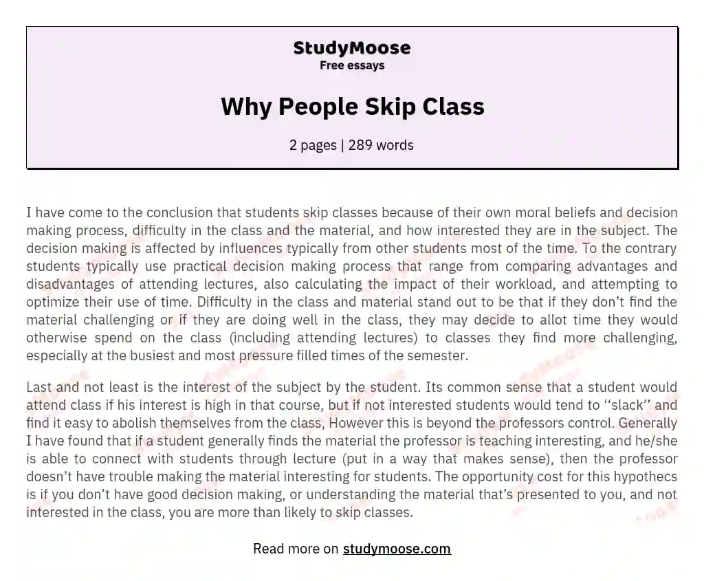 Why People Skip Class essay