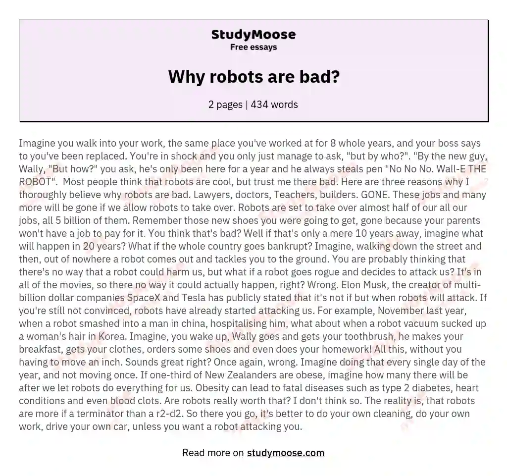 Why robots are bad?