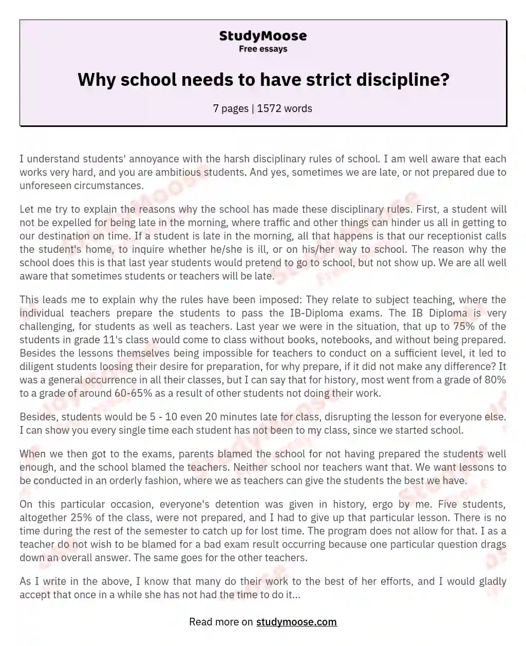 Why school needs to have strict discipline?