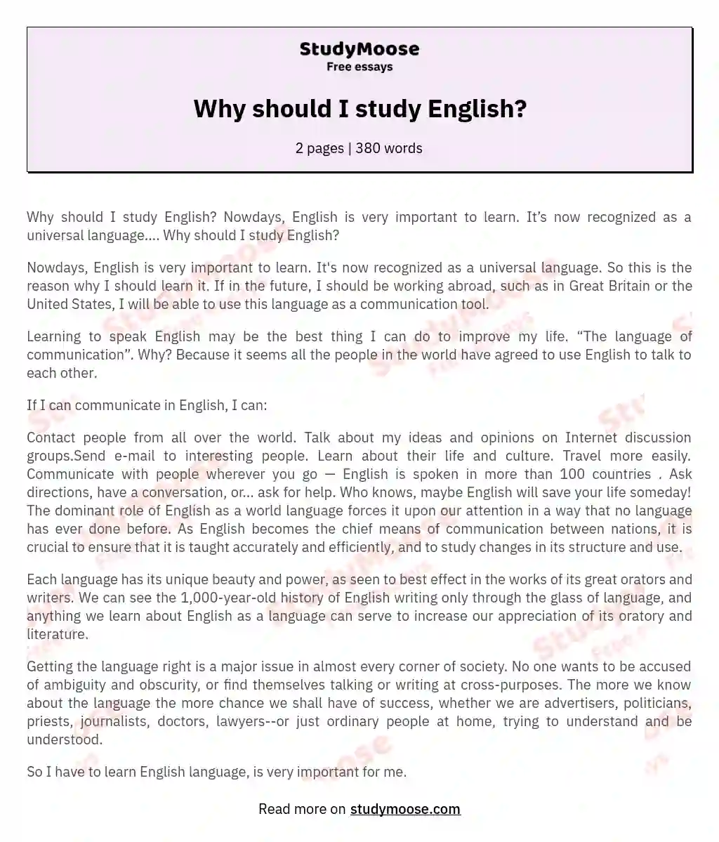 Why should I study English? essay