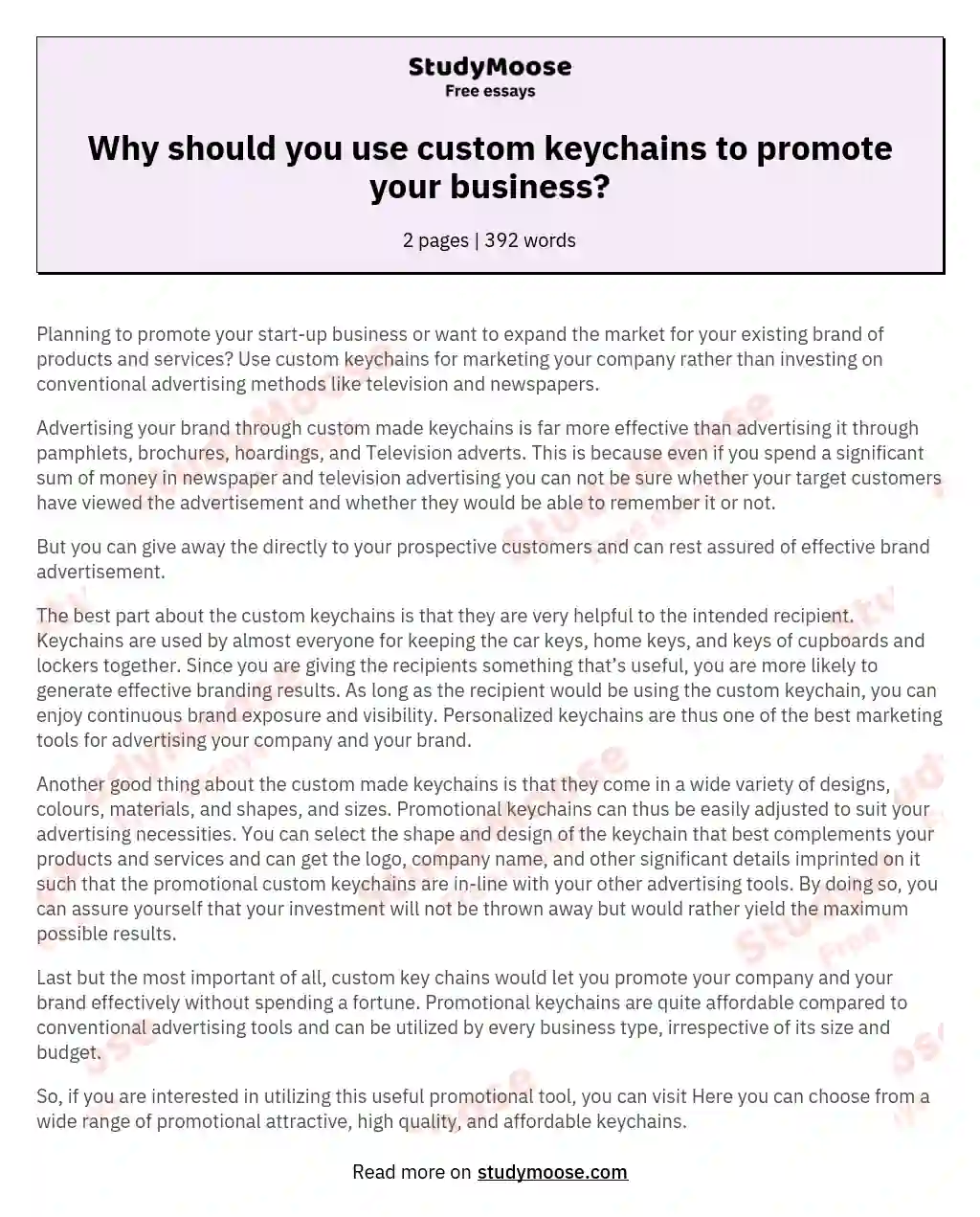 Why should you use custom keychains to promote your business? essay
