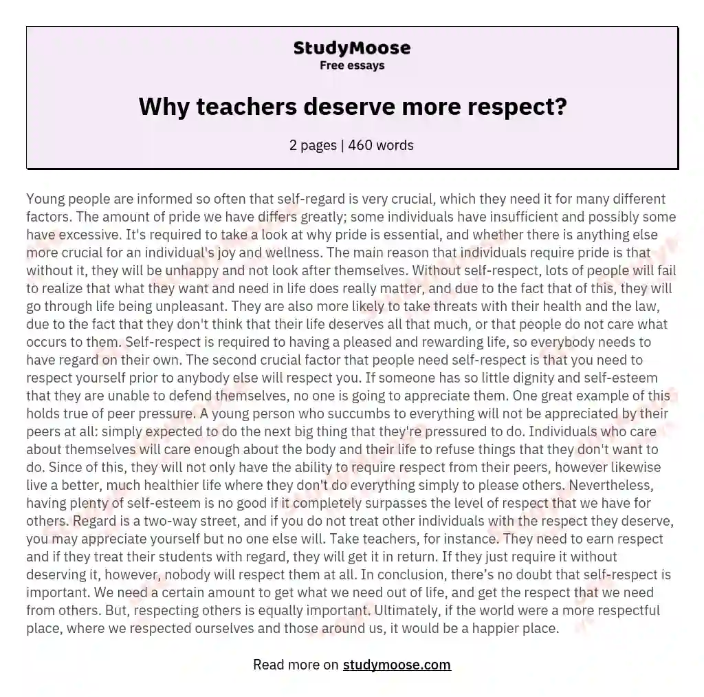 Why teachers deserve more respect? essay