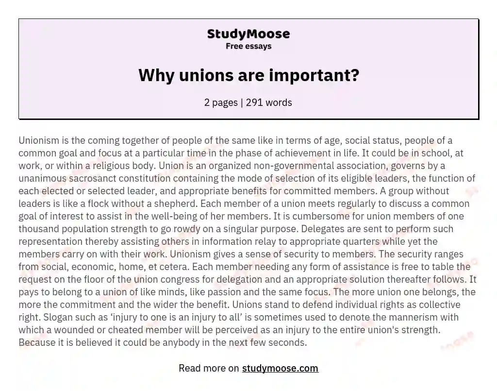 Why unions are important?