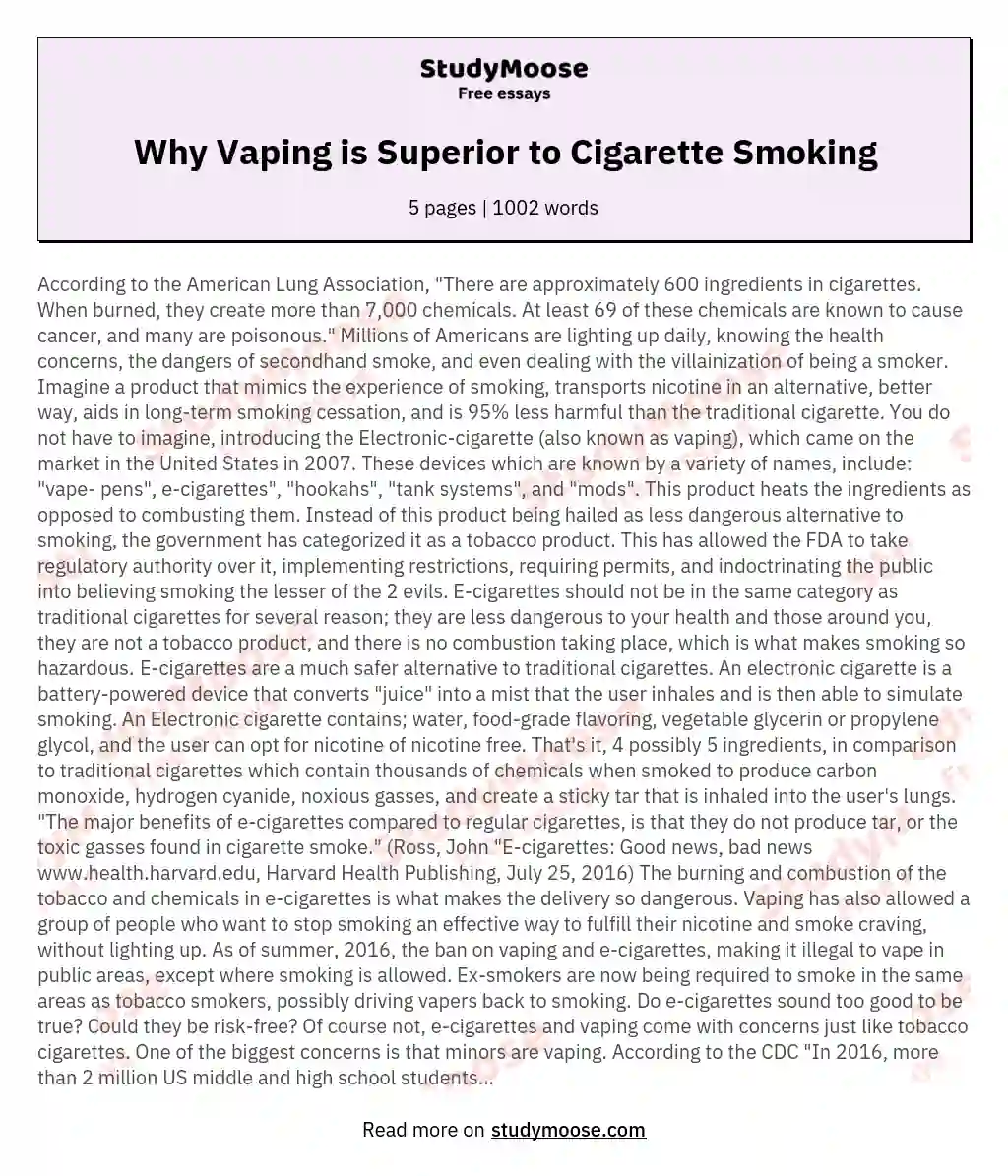 The Controversy Surrounding E-cigarettes essay