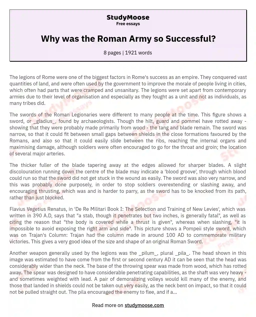 Why was the Roman Army so Successful?