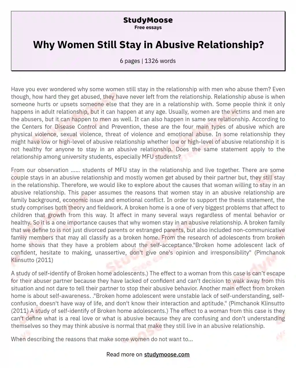 abusive relationship essay examples