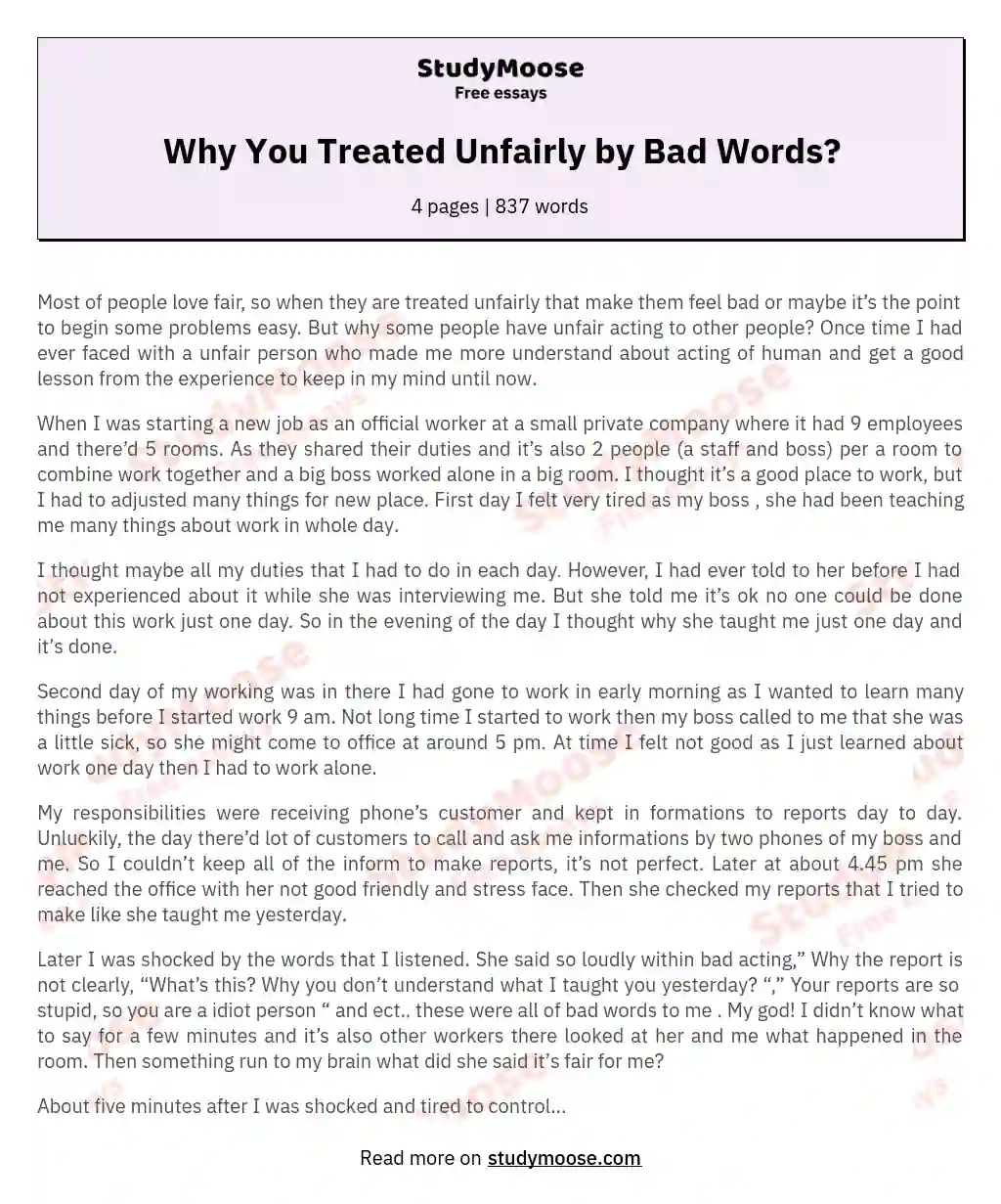 Why You Treated Unfairly by Bad Words?