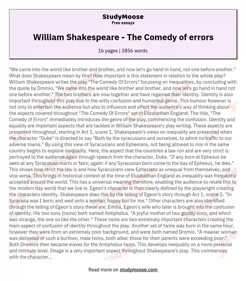 William Shakespeare - The Comedy of errors