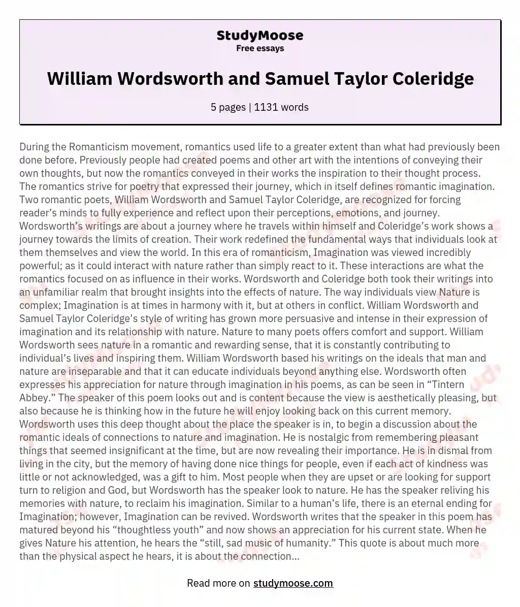 William Wordsworth and Samuel Taylor Coleridge