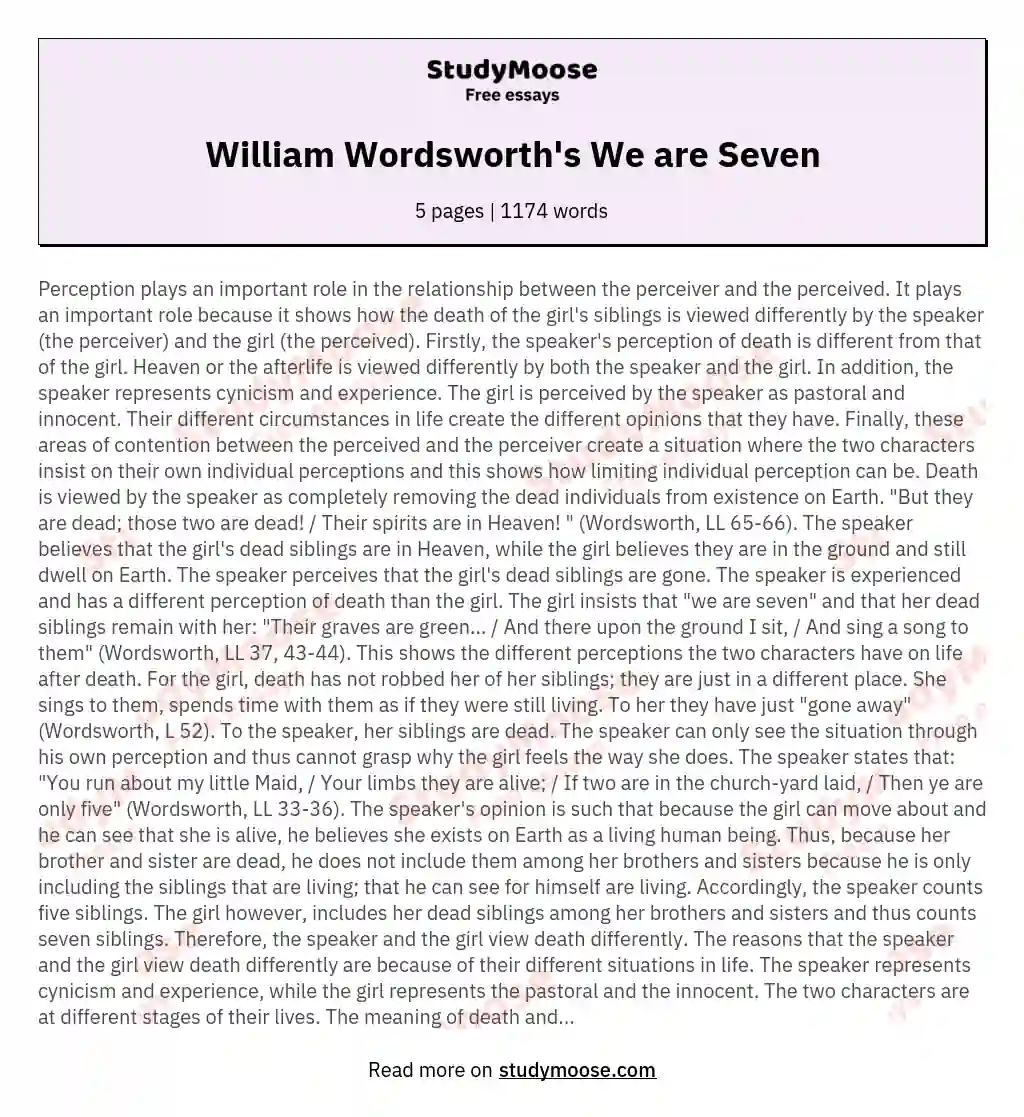 In William Wordsworth's We are seven