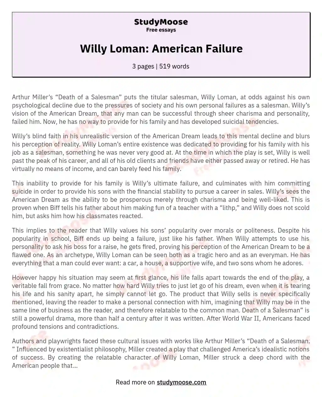 Willy Loman: American Failure