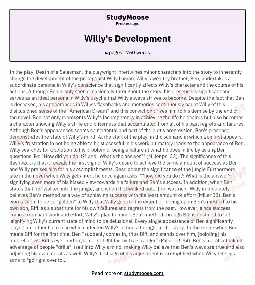 Willy's Development essay