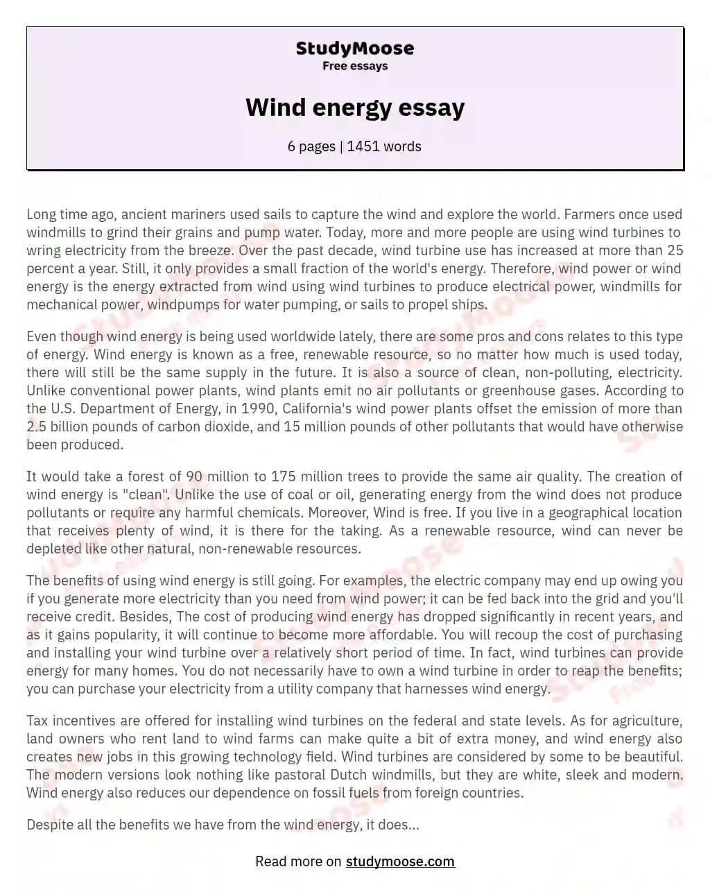 Wind energy essay essay