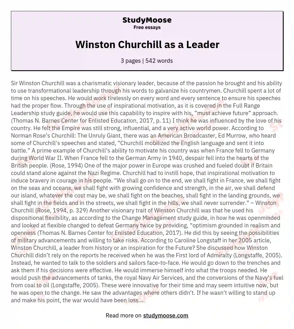 Winston Churchill as a Leader