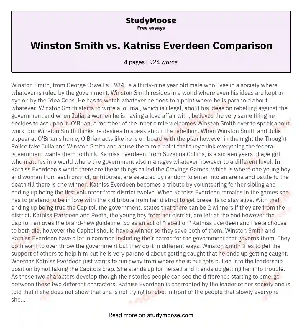 Winston Smith vs. Katniss Everdeen Comparison