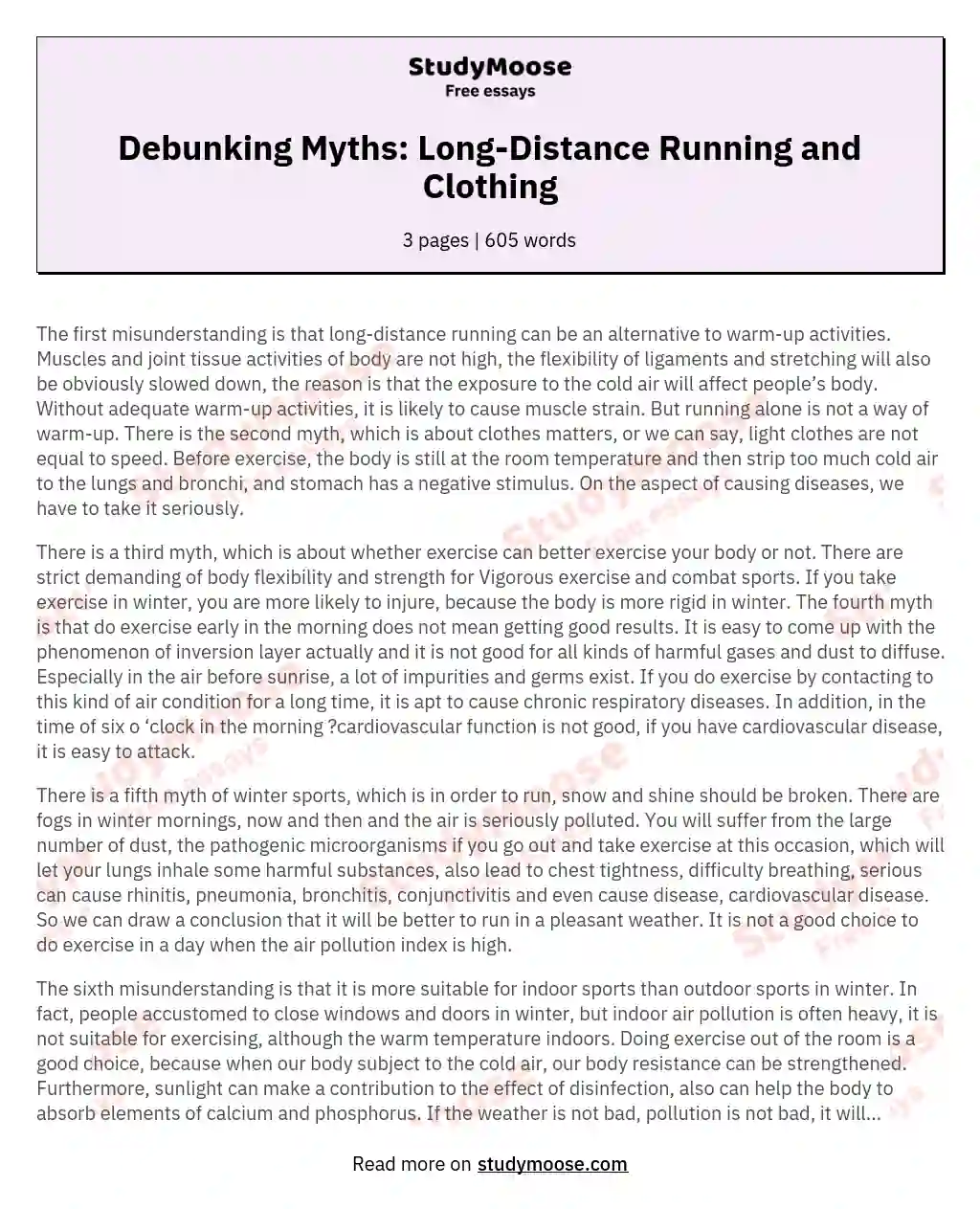 Debunking Myths: Long-Distance Running and Clothing essay