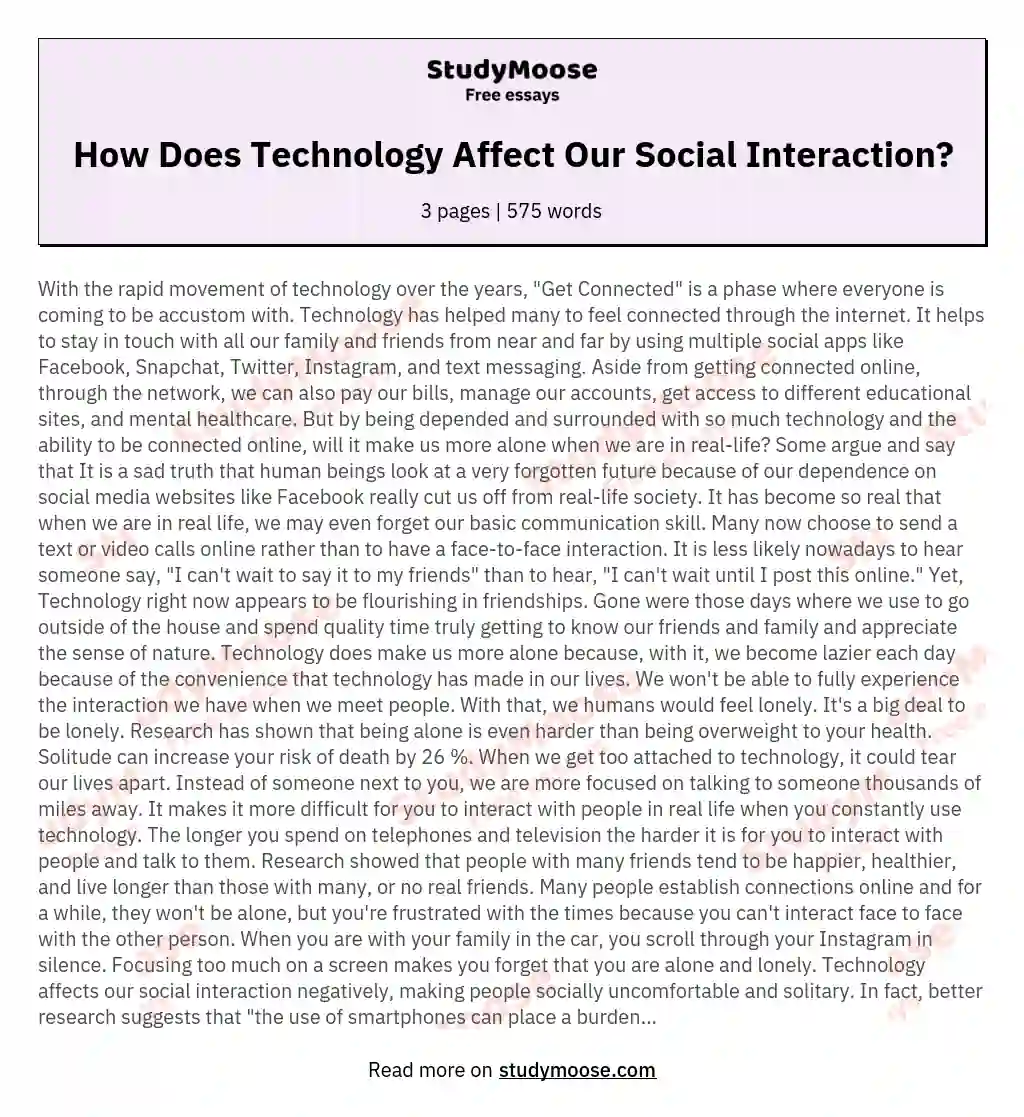 How Does Technology Affect Our Social Interaction?