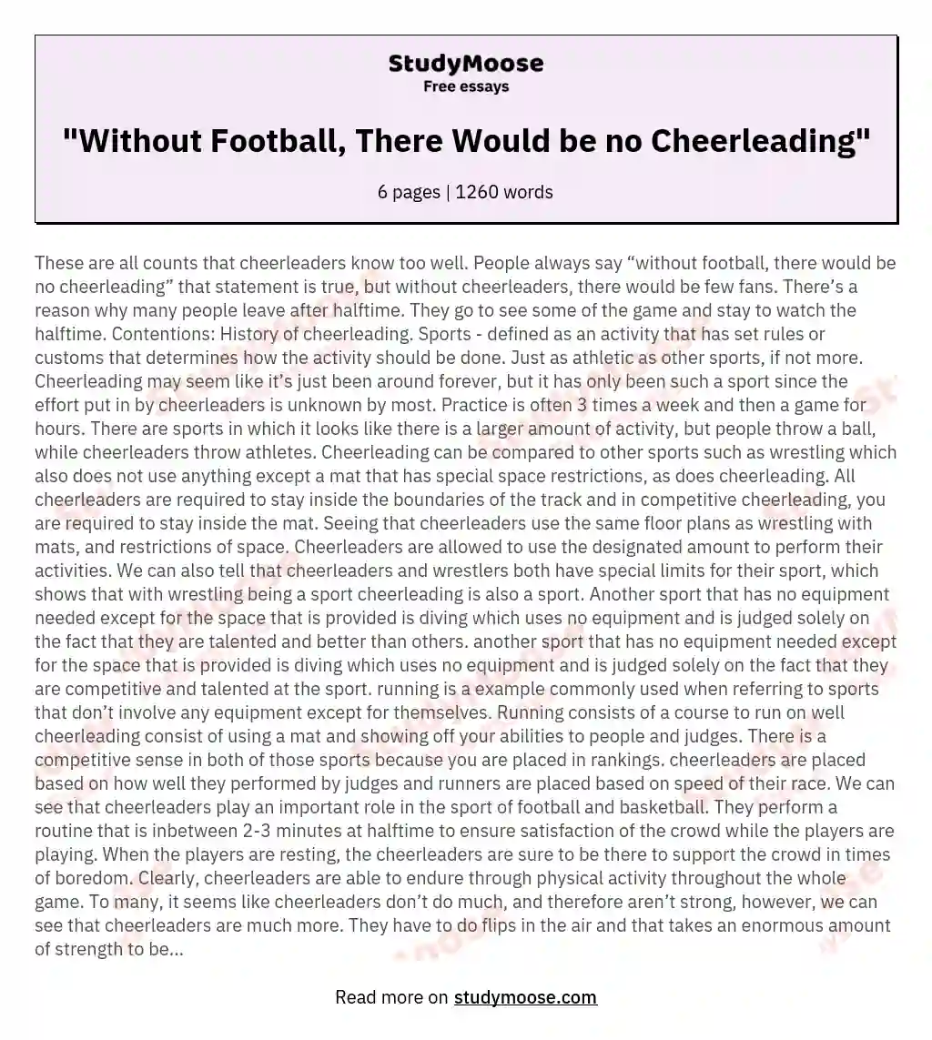 "Without Football, There Would be no Cheerleading" essay