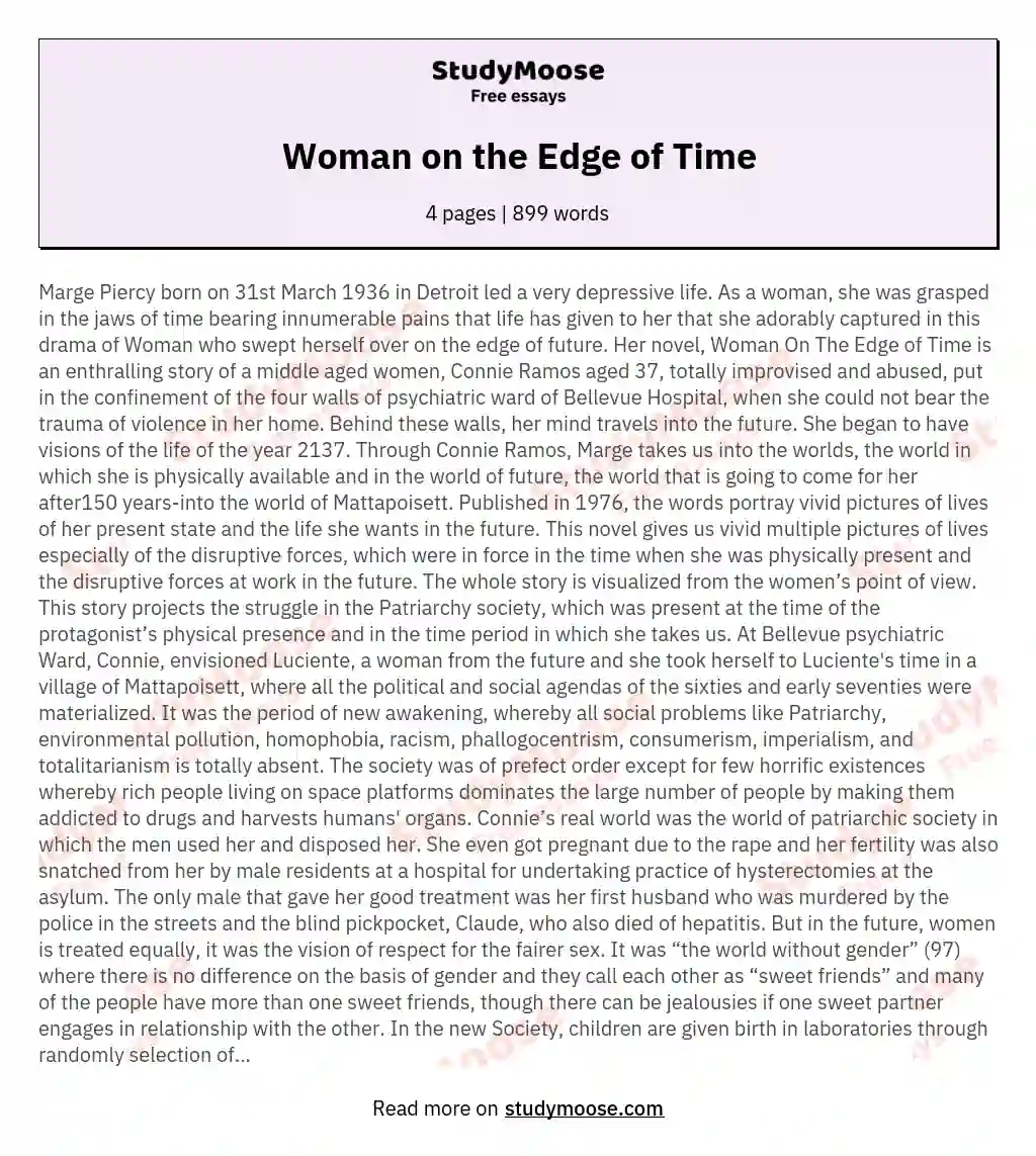 Woman on the Edge of Time essay