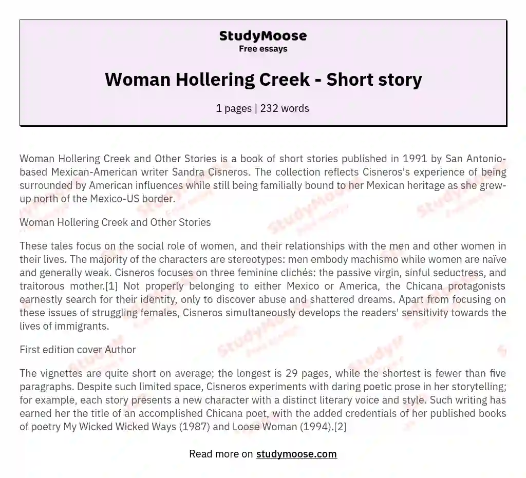 Woman Hollering Creek - Short story