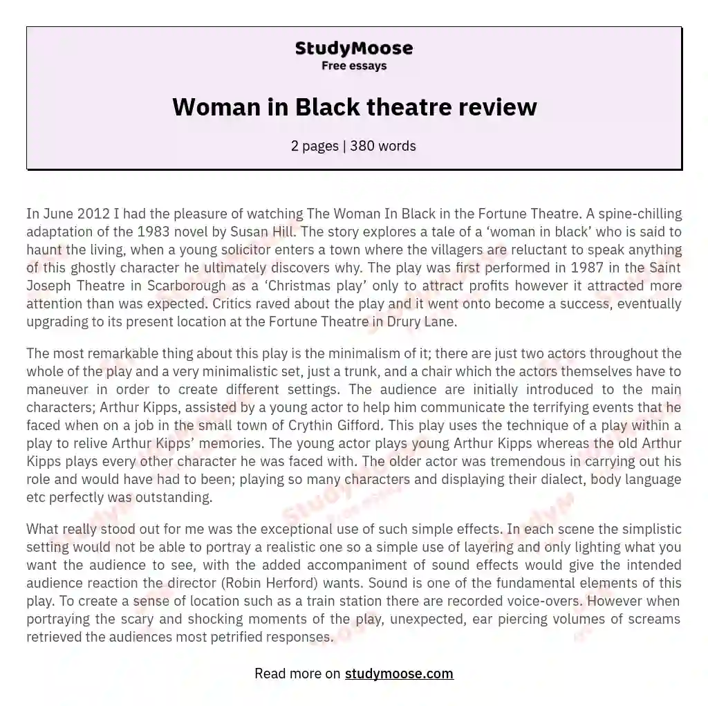Woman in Black theatre review