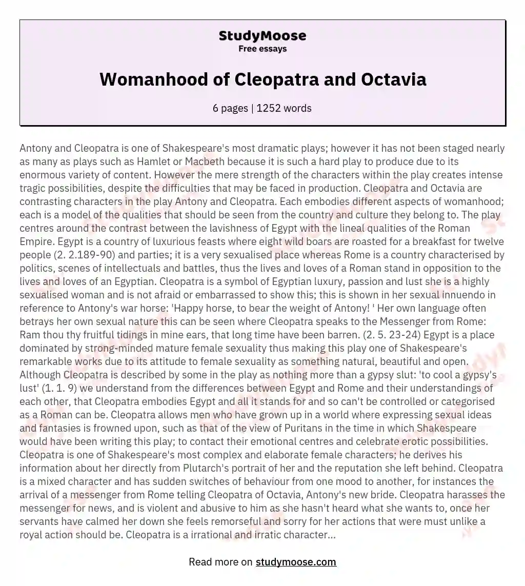 Womanhood of Cleopatra and Octavia