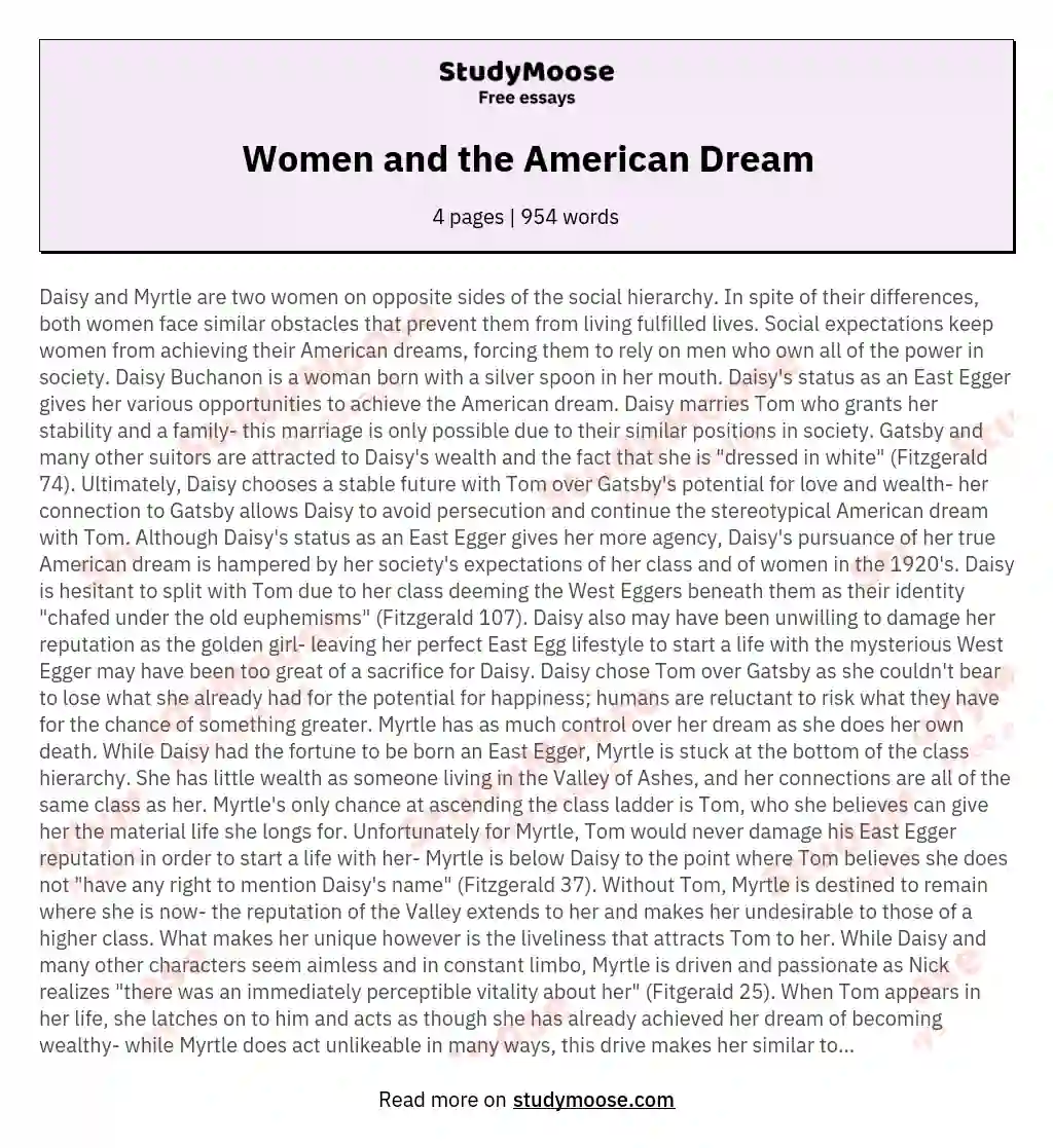 Women and the American Dream essay