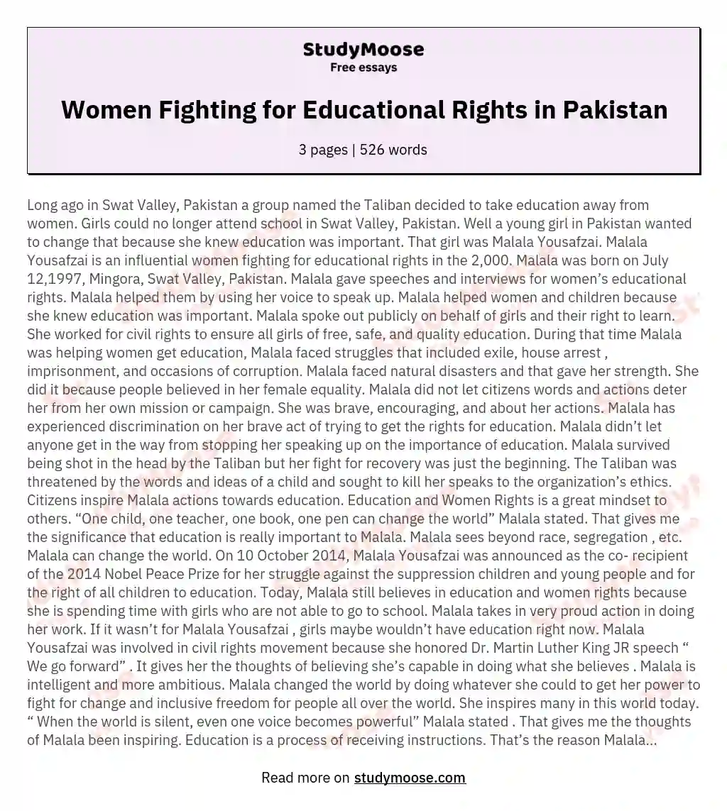 Women Fighting for Educational Rights in Pakistan