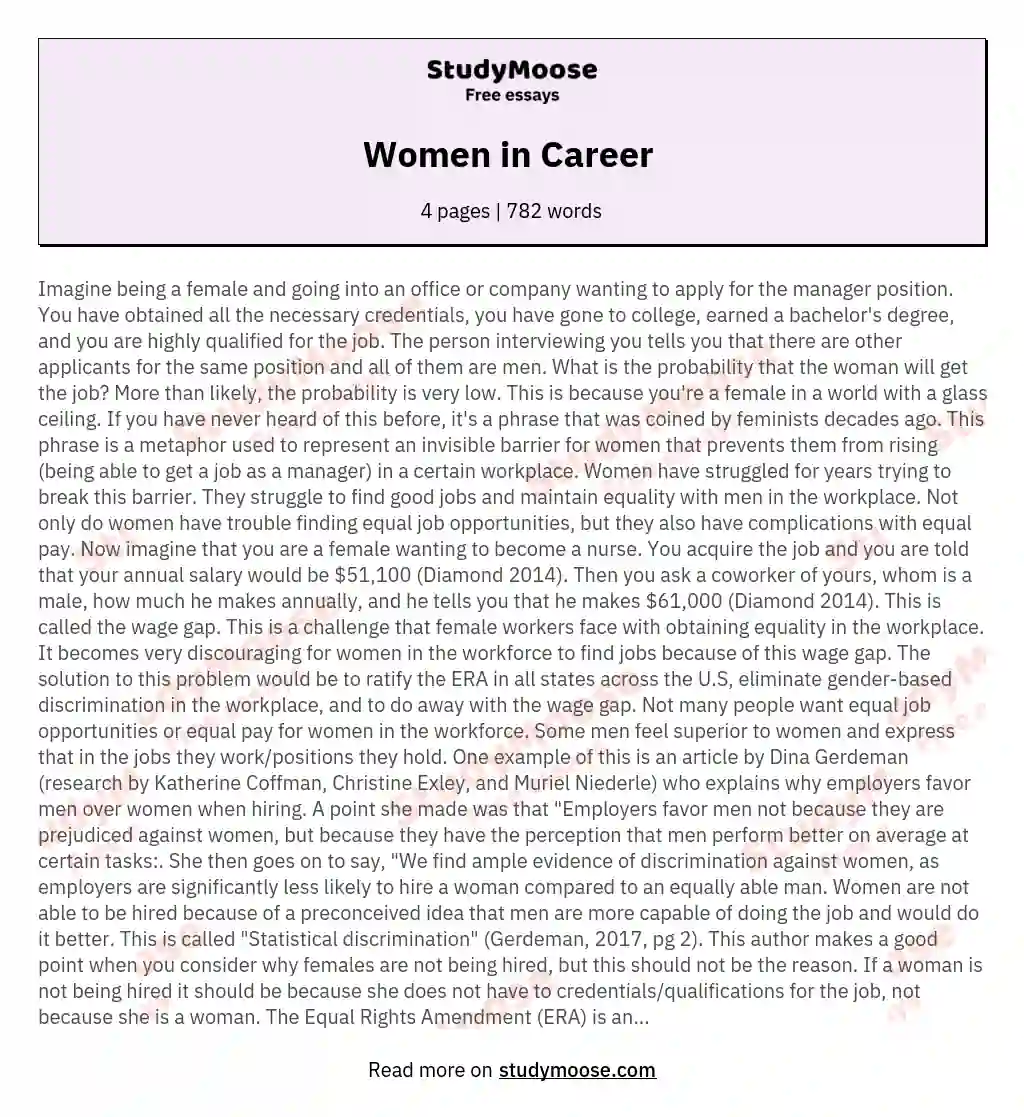 Women in Career  essay