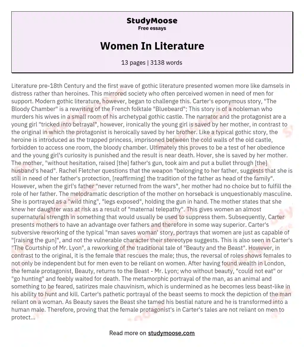 Women In Literature essay