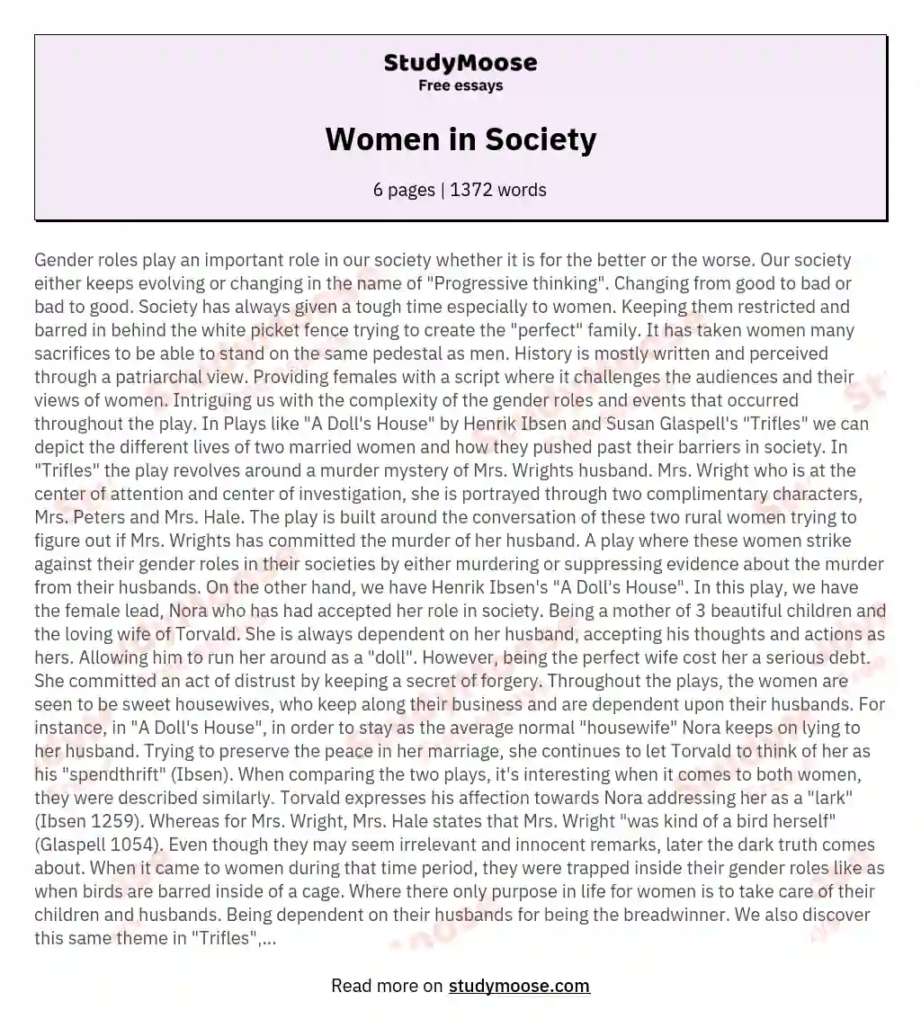 Women in Society essay